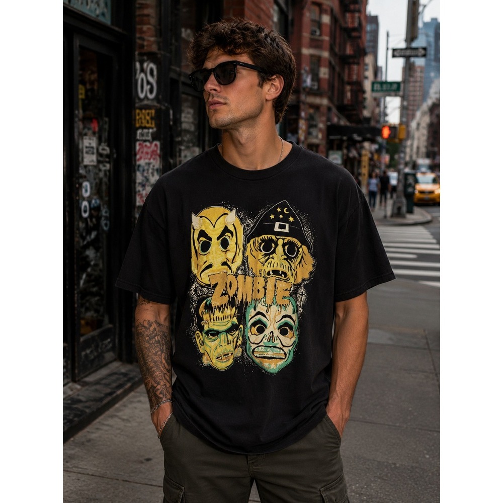 ROB ZOMBIE XL Halloween Monsters Black Graphic T-shirt -2208